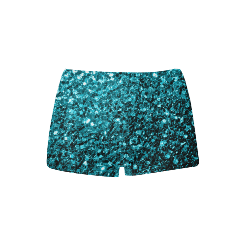 Beautiful Aqua blue glitter sparkles Women's All Over Print Boyshort Panties (Model L31)