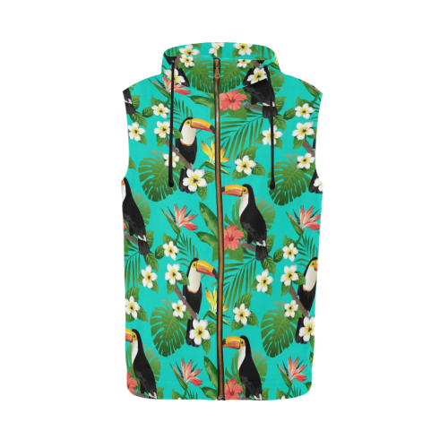 Tropical Summer Toucan Pattern All Over Print Sleeveless Zip Up Hoodie for Men (Model H16)
