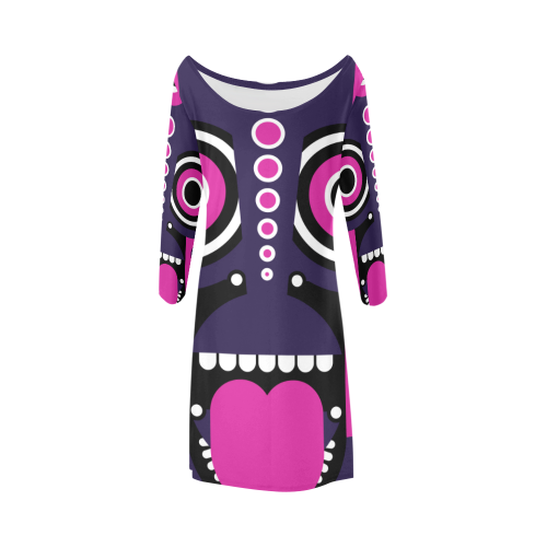 Pink Purple Tiki Tribal Bateau A-Line Skirt (D21)