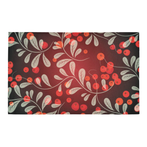 Exotic red circles with white florals on black bath rug Bath Rug 20''x 32''