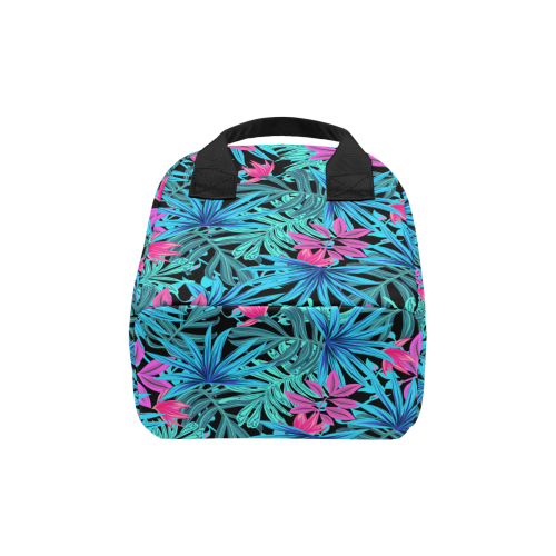 Tropical Aqua And Pink Leaves Zipper Lunch Bag (Model 1689)