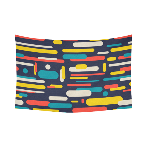 Colorful Rectangles Cotton Linen Wall Tapestry 90"x 60"