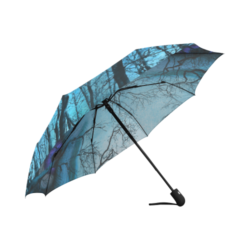 Dark Forest With Looking Eyes In Blue Violet Color Auto-Foldable Umbrella (Model U04)