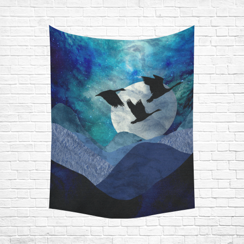 Night In The Mountains Cotton Linen Wall Tapestry 60"x 80"