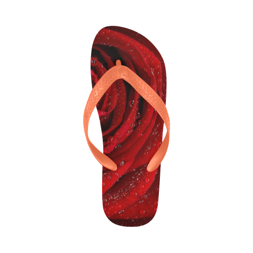 Red rosa Flip Flops for Men/Women (Model 040)