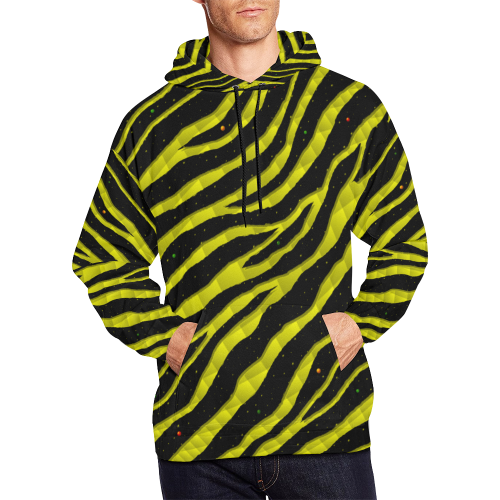 Ripped SpaceTime Stripes - Yellow All Over Print Hoodie for Men/Large Size (USA Size) (Model H13)