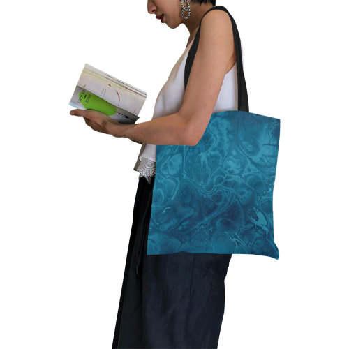 Fractal Batik ART - Hippie Blue Colors All Over Print Canvas Tote Bag/Small (Model 1697)