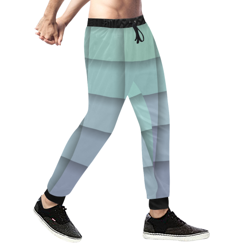 Glass Mosaic Mint Green and Violet Pattern Men's All Over Print Sweatpants (Model L11)
