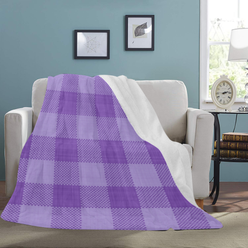 Ultraviolet Purple Plaid Ultra-Soft Micro Fleece Blanket 70''x80''