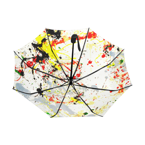 Black, Red, Yellow Paint Splatter Anti-UV Auto-Foldable Umbrella (Underside Printing) (U06)