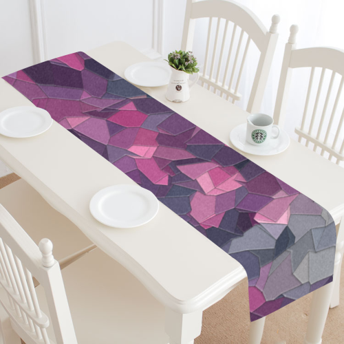 purple pink magenta mosaic #purple Table Runner 16x72 inch