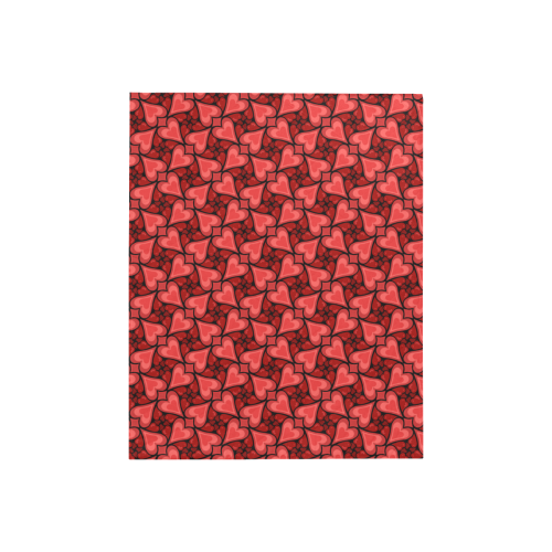 Red Hearts Love Pattern Quilt 40"x50"