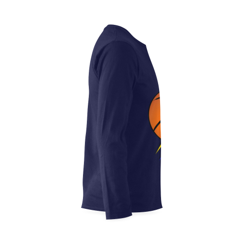 Basketball Lightning Bolt Blue and Gold on Blue Sunny Men's T-shirt (long-sleeve) (Model T08)