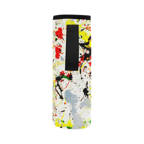 Black, Red, Yellow Paint Splatter Neoprene Water Bottle Pouch/Large