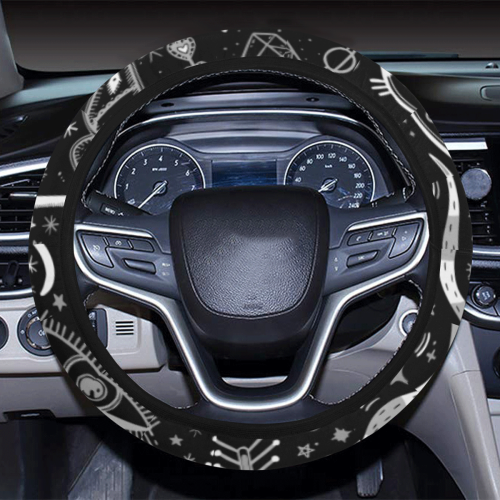 Funny Nature Of Life Sketchnotes Pattern 4 Steering Wheel Cover with Elastic Edge
