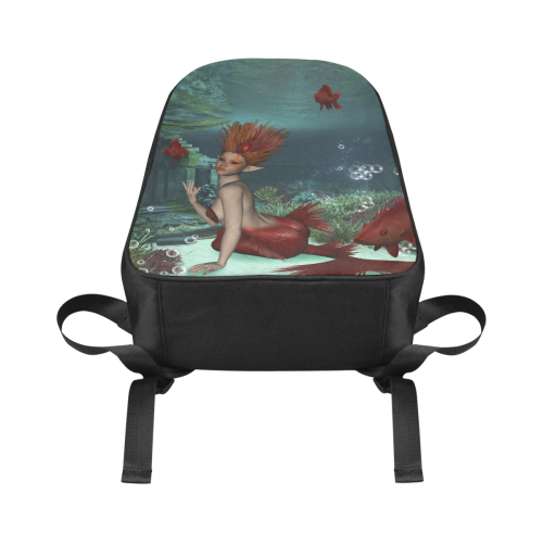Beautiful mermaid and fantasy fish Fabric School Backpack (Model 1682) (Large)