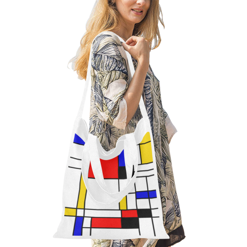 Bauhouse Composition Mondrian Style Canvas Tote Bag/Medium (Model 1701)