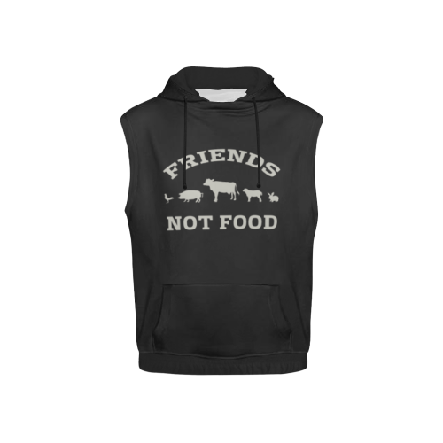 Friends Not Food (Go Vegan) All Over Print Sleeveless Hoodie for Kid (Model H15)