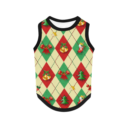 Christmas Argyle Pattern on Yellow All Over Print Pet Tank Top