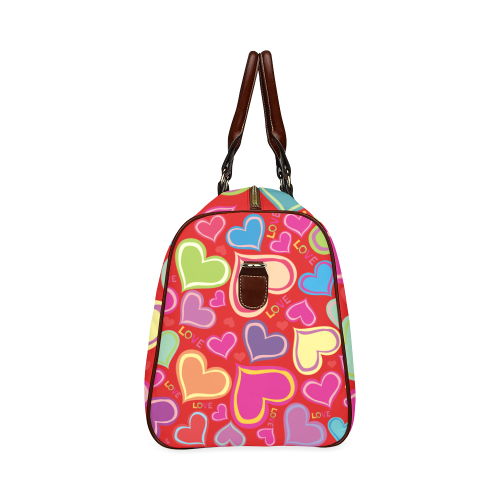 Cute hearts red Waterproof Travel Bag/Small (Model 1639)