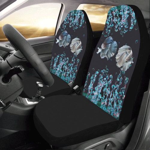 Blue Siamese Fighting Fish - Water Bubbles Photo Car Seat Covers (Set of 2)