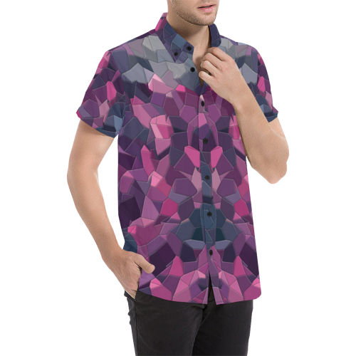 purple pink magenta mosaic #purple Men's All Over Print Short Sleeve Shirt/Large Size (Model T53)