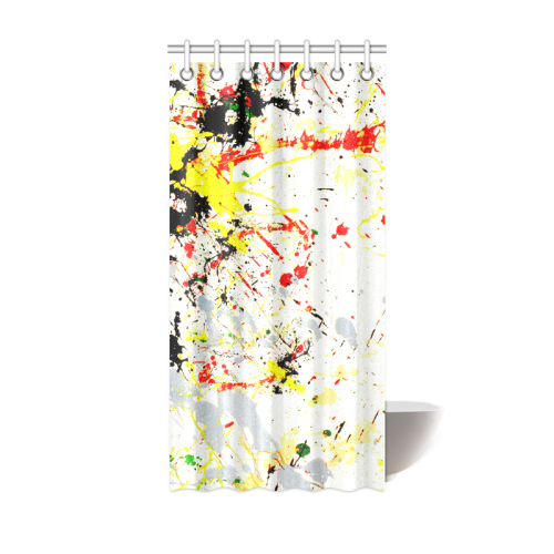 Black, Red, Yellow Paint Splatter Shower Curtain 36"x72"