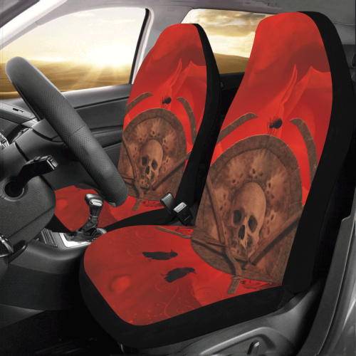 Skulls on red vintage background Car Seat Covers (Set of 2)