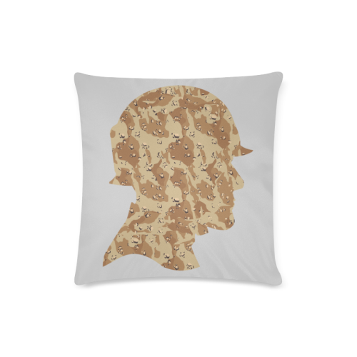 Desert Camouflage Soldier  on Silver Gray Custom Zippered Pillow Case 16"x16"(Twin Sides)