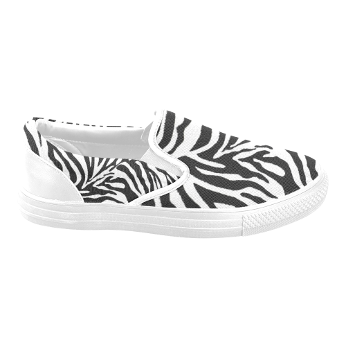 zebra 1 with white sole and trim Slip-on Canvas Shoes for Men/Large Size (Model 019)