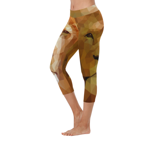 Polymetric Lion Women's Low Rise Capri Leggings (Invisible Stitch) (Model L08)