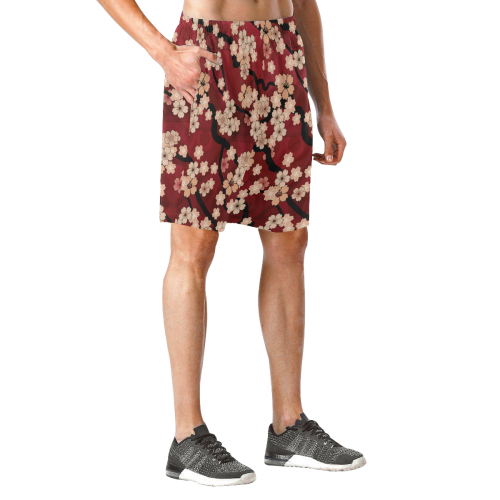 Sakura Breeze Ruby Wine Men's All Over Print Elastic Beach Shorts (Model L20)