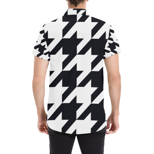 Black Houndstooth Men's All Over Print Short Sleeve Shirt/Large Size (Model T53)