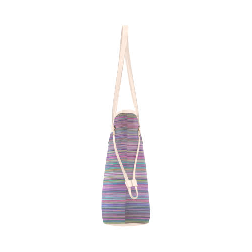 Broken TV screen rainbow stripe 2 pink handle Clover Canvas Tote Bag (Model 1661)