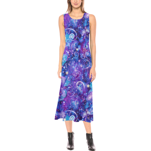 Purple Cosmos Phaedra Sleeveless Open Fork Long Dress (Model D08)
