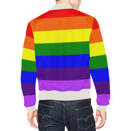 Rainbow Flag (Gay Pride - LGBTQIA+) All Over Print Bomber Jacket for Men/Large Size (Model H19)