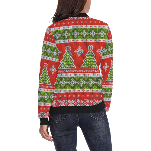 Christmas Knit All Over Print Bomber Jacket for Women (Model H36)