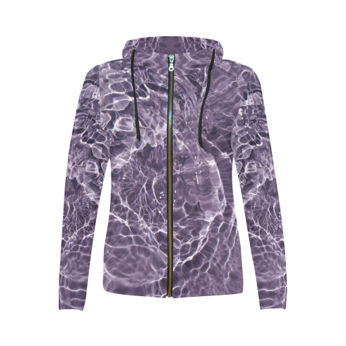 Lilac Bubbles All Over Print Full Zip Hoodie for Women (Model H14)