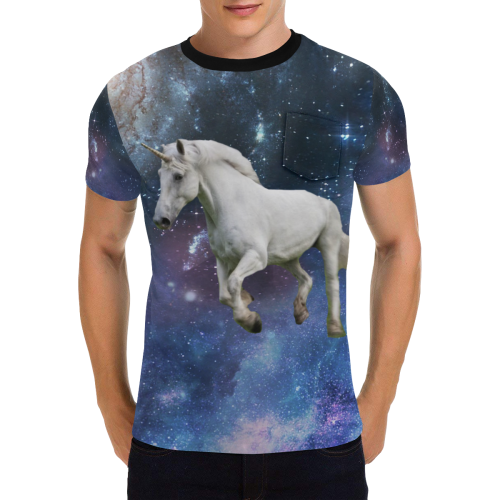 Unicorn and Space Men's All Over Print T-Shirt with Chest Pocket (Model T56)