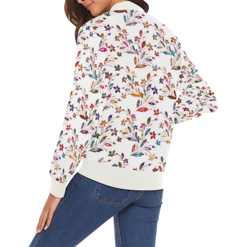 Vivid floral pattern 4182B by FeelGood All Over Print Bomber Jacket for Women (Model H19)