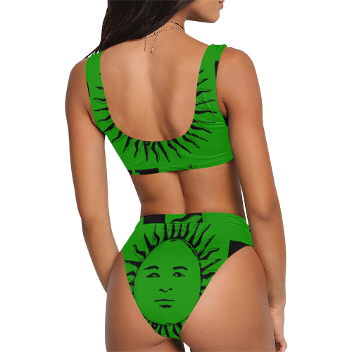 GOD Sport Bikini Green Sport Top & High-Waisted Bikini Swimsuit (Model S07)