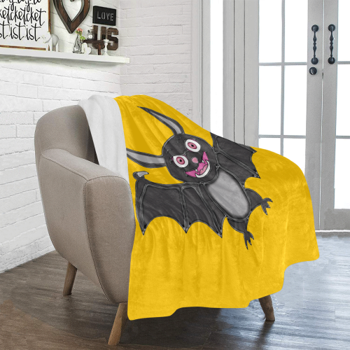 Cute Halloween Bat Yellow Ultra-Soft Micro Fleece Blanket 40"x50"