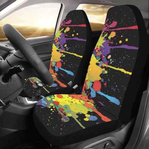 Crazy multicolored running SPLASHES Car Seat Covers (Set of 2)