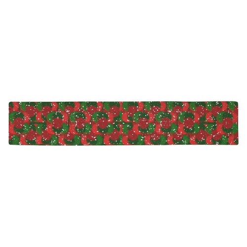 Christmas Snow Red and Green Table Runner 14x72 inch