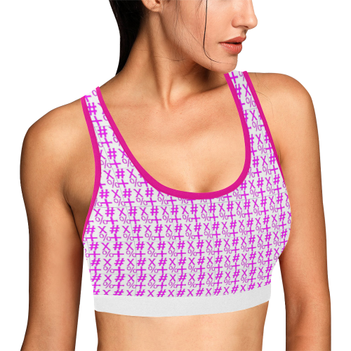 NUMBERS Collection Symbols Pink/White Women's All Over Print Sports Bra (Model T52)