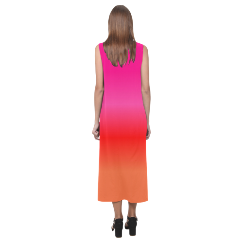 Pink, Red and Orange Gradient Phaedra Sleeveless Open Fork Long Dress (Model D08)