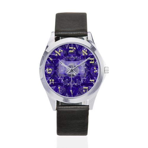 projet bar mitzvah 2 Unisex Silver-Tone Round Leather Watch (Model 216)