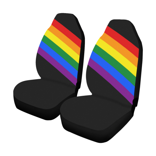 Gay Pride Rainbow Flag Stripes Car Seat Covers (Set of 2)
