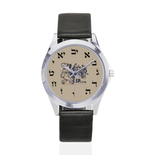 projet bar mitzva 3 Unisex Silver-Tone Round Leather Watch (Model 216)