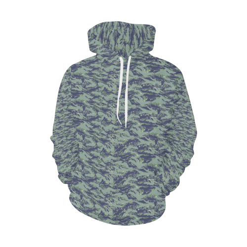 Jungle Tiger Stripe Green Camouflage All Over Print Hoodie for Men (USA Size) (Model H13)